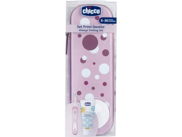 Chicco 175536 pasta + tandborste + etui lila 6-36 mån