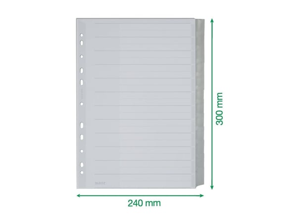 Leitz 12740000, Tyhjä välilehtihakemisto, Pahvi, Harmaa, Valkoinen, A4, 250 g/m², 238 mm
