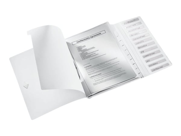 Leitz WOW, Tavanomainen paperikansio, Polypropeeni (PP), Valkoinen, A4, 80 g/m², 265 mm