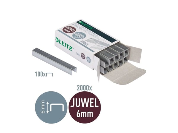 Leitz Juwel - Klamrar - 6 mm - galvaniserat stål - paket med 2000 - för P/N: 55580082