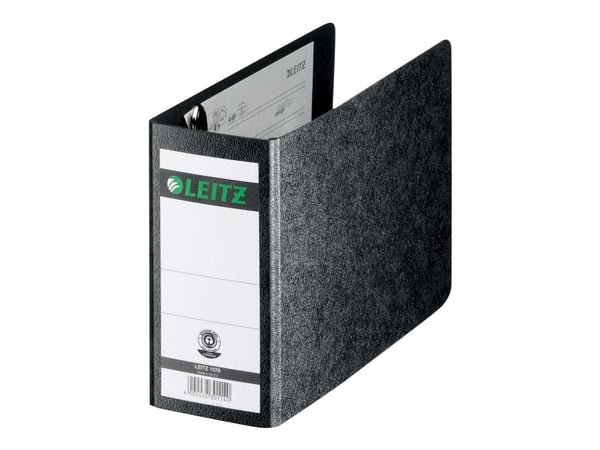 Leitz - Hevarmbuefil - bokryggbredde: 80 mm - for A6 (105 x 148 mm) - kapasitet: 500 ark - landskap - svart