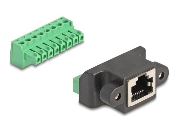 Delock - Nettverkkontakt - RJ-45 (hunn) til 8-pins terminalblokk avtakbar - svart, grønn