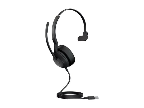 Jabra Evolve2 50 MS Mono - Hodesett - on-ear - kablet - aktiv støydemping - USB-A - svart - Zoom Certified, Certified for Microsoft Teams, Cisco We...
