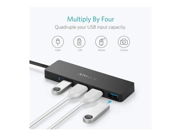 Anker Ultra Slim - Hub - 4 x SuperSpeed USB 3.0 - stasjonær