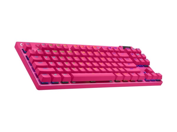 Logitech G PRO X TKL - Tastatur - bakgrunnsbelyst - trådløs - 2.4 GHz, Bluetooth - QWERTY - US International - tastsvitsj: Tactile - rosa