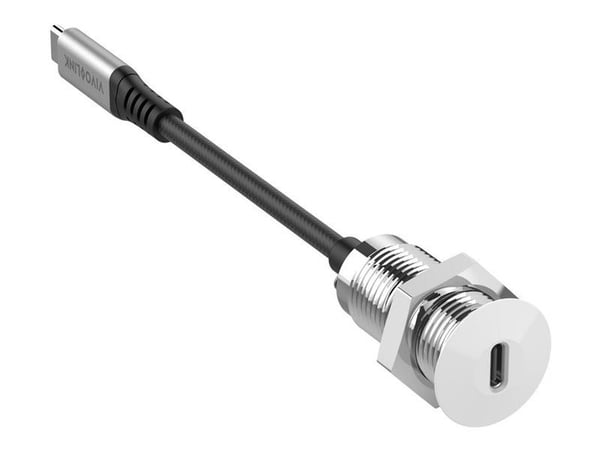VivoLink - USB-kabel - 24 pin USB-C (hann) til 24 pin USB-C (hunn) desk socket - USB 3.2 Gen 2 - 5 - 20 V - 5 A - 30 cm - 4K 30Hz støtte - hvit