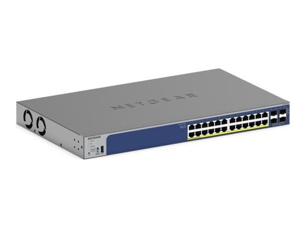 NETGEAR Smart GS728TXP - V3 - switch - L3 Lite - smart - 24 x 10/100/1000 (PoE+) + 4 x SFP+ - skrivbordsmodell, rackmonterbar - PoE+ (190 W)