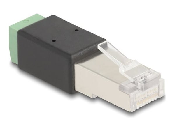 Delock - Verkkoliitin - RJ-45 (uros) 2-pinniseen liitinlohkoon - musta, vihreä