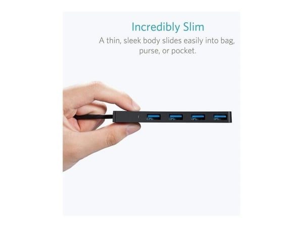 Anker Ultra Slim - Hub - 4 x SuperSpeed USB 3.0 - stasjonær