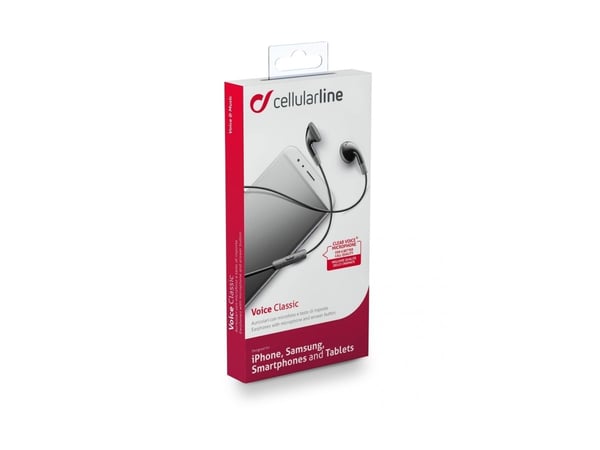 Cellularline 8018080275593, Koblet med ledninger (ikke trådløs), Samtaler/musikk, 34 g, Hodesett, Svart