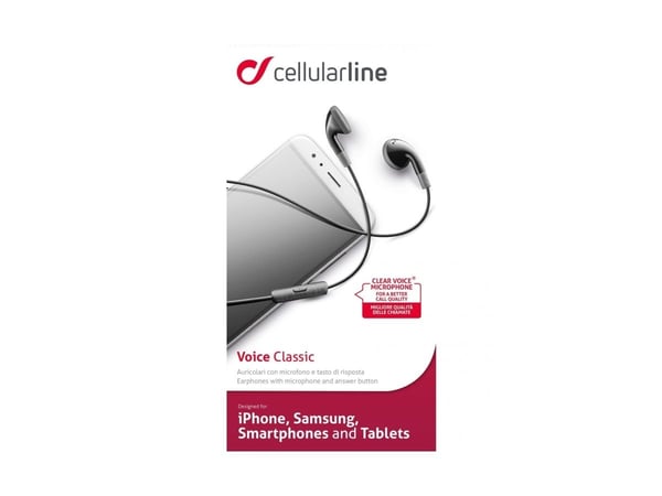Cellularline 8018080275593, Koblet med ledninger (ikke trådløs), Samtaler/musikk, 34 g, Hodesett, Svart
