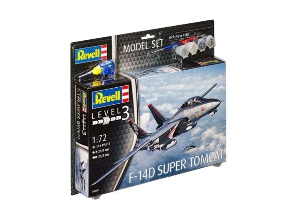 Revell Model Set F-14D Super Tomcat, Flymodell med fastvinge, Monteringssett, 1:72, Grumman F-14D Super Tomcat, Avansert, 111 stykker