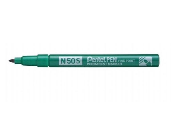 Pentel N50S, 1 styck, Grön, Rundad spets, Grön, Silver, Gjuten aluminium, Rund