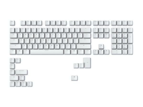 Glorious PC Gaming Race Doubleshot Keycaps V2, Keyboard Cap, Acrylonitril Butadiene Styrene, White