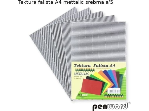 Penword bølgepapp A4, 5 ark, metallic - sølv Penword