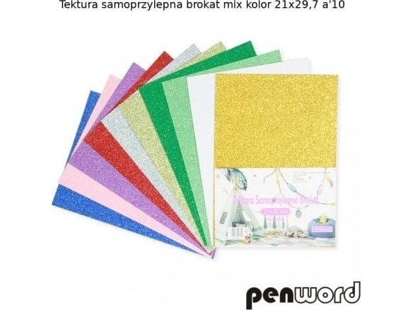 Selvklebende glitterkartong 10 farger