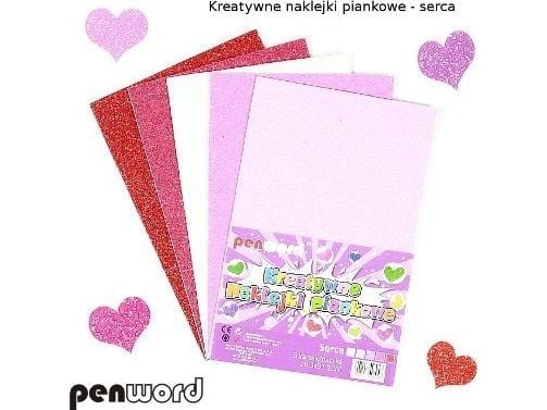 Penword CREATIVE FOAM STICKERS GLITTER HJERTER 20, 3x31, 2cm blanding 5 FARGER Penword