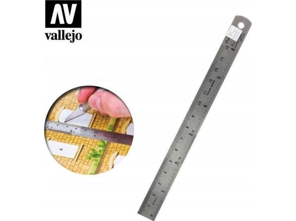 Vallejo Steel Rule, bordlinjal, stål, stål, 150 mm, 1 stk