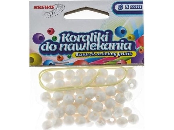 BREWIS perler til tråding BREWIS 8 mm K8-1 hvit