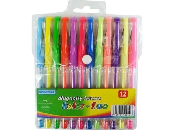 Gelpennor + fluorescerande 12 färger
