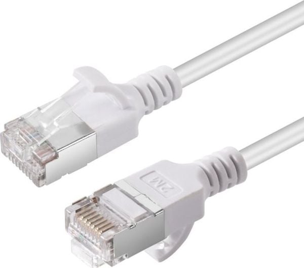 MicroConnect - Nettverkskabel - RJ-45 (hann) til RJ-45 (hann) - 7.5 m - U/FTP - CAT 6a - halogenfri, uten hindringer, slank - hvit