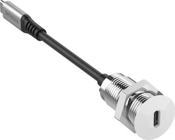 VivoLink - USB-kabel - 24 pin USB-C (hann) til 24 pin USB-C (hunn) desk socket - USB 3.2 Gen 2 - 5 - 20 V - 5 A - 30 cm - 4K 30Hz støtte - hvit