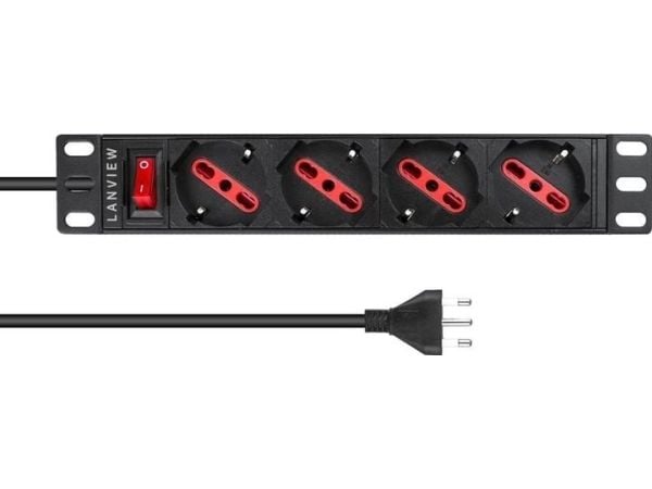 Lanview LVR-2MIT-SW-IT4, Perus, 1U, musta, musta, 2 m, 482,5 mm