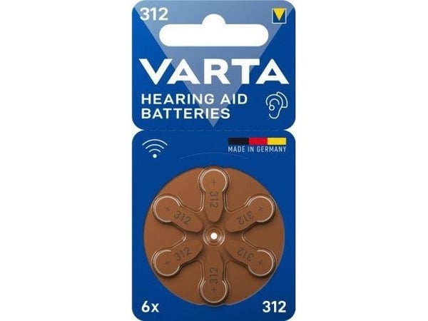 Varta 312, Engangsbatteri, PR41, Zink-luft, 1,45 V, 6 stykker, Hg (kvikksølv)