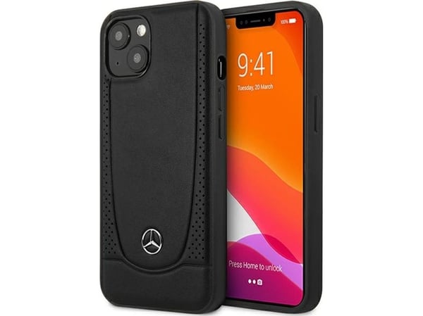 Mercedes Benz veske APPLE IPHONE 15 Plus Mercedes lær Urban Line (MEHCP15MARMBK) svart farge