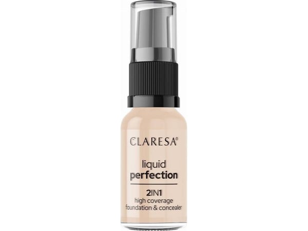 CLARESA 2in1 Liquid Perfection Concealer and Covering Foundation No. 102 Warm Medium 18g