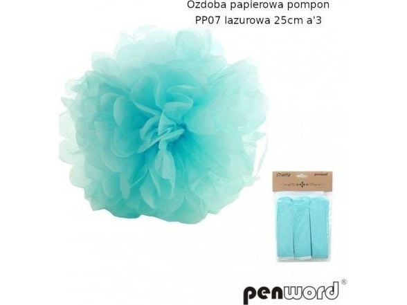Papir pom-pom lyseblå 25 cm pp06