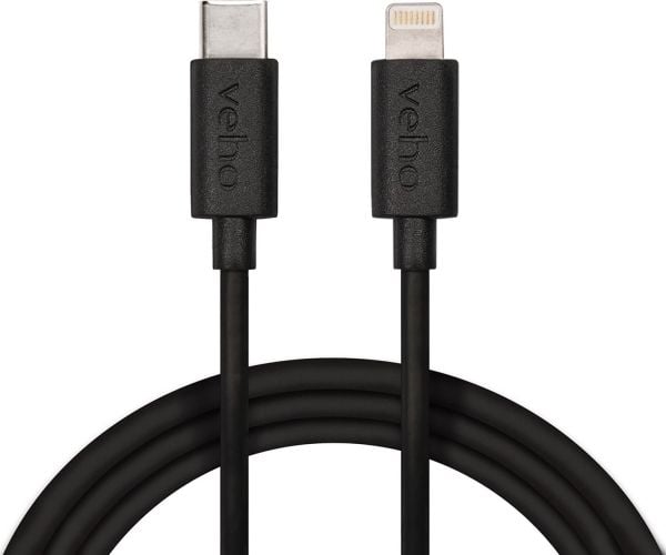 Veho VCL-005-MFI-C-1M, 1 m, Lightning, USB C, Hankjønn, Hankjønn, Sort