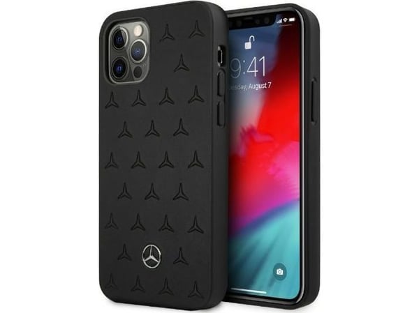 Mercedes MEHCP12LPSQBK iPhone 12 Pro Max 6,7" czarny/black hardcase Leather Stars Pattern