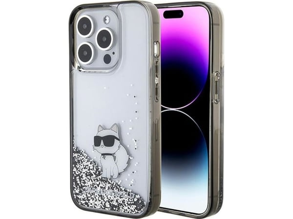 Karl Lagerfeld Liquid glitrende Choupette etui til Apple iPhone 15 Pro Max gjennomsiktig Karl Lagerfeld Liquid glitrende Choupette etui til Apple iPhone 15 Pro Max gjennomsiktig