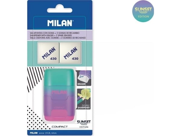 Milan TEMPERÓWKA Z GUMKA MILAN grønn-lilla-rosa, 2 viskelær, 430, compact sunset på blister