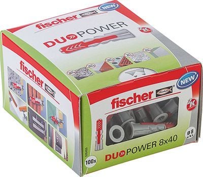 Fischer DuoPower dybel 8x40mm - 3 funktioner i 1. ekspansion, kipning, knude, pakke a 100stk