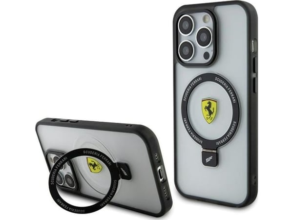 Ferrari FEHMP15LUSCAH iPhone 15 Pro 6,1" transparent hardcase med ringstativ 2023 Collection MagSafe