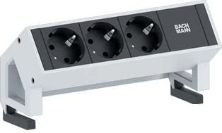 Bachmann DESK 2, 0,2 m, Alumiini, Musta, Valkoinen, 3 AC-pistorasia(a), 197 mm, 1 kpl