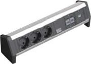Bachmann DESK 1, Musta, Harmaa, 3 AC-pistorasia(a), 230 V, 16 A