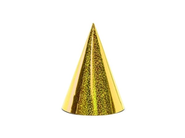 PartyDeco CZAP6-019, Party hat, Kulta, 6 kpl, Syntymäpäivä, 160 mm, 10 cm