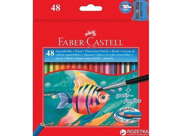 Faber-Castell - Børste- og fargeblyantsett - akvarell - 3 mm (en pakke 48)