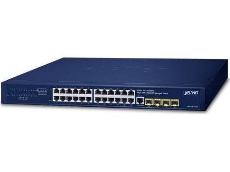 PLANET IPv4/IPv6, 24-Port, Håndtert, L2/L4, Gigabit Ethernet (10/100/1000), Full tosidig, Rack-montering, 1U
