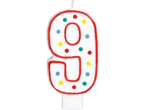 AMSCAN siffer dekor med prikker ni 9 - 13 cm - 1 stk universell AMSCAN siffer dekor med prikker ni 9 - 13 cm - 1 stk universell
