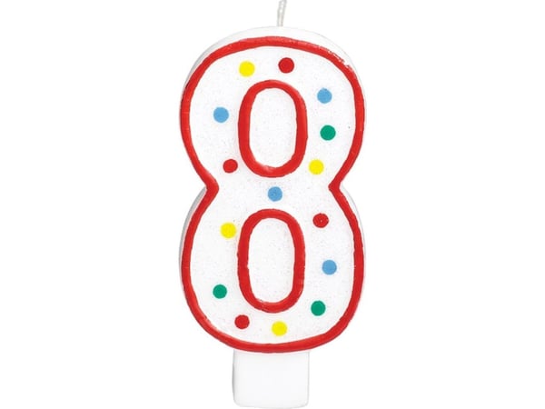 AMSCAN bursdagslys siffer 8 med prikker - 13 cm - 1 stk - universell