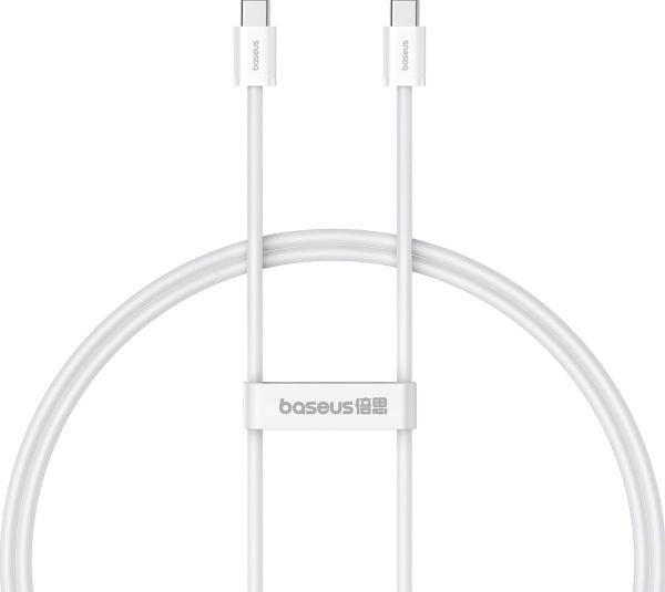 USB-kabel Baseus USB-C til USB-C 1 m hvit (6932172648800)