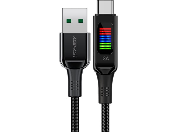 Acefast USB-A til USB-C-kabel 60W med skjerm 1,2 m svart