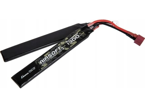 Gens ace 25C 1300mAh 2S1P 7,4V Sadel Airsoft Gun Lipo-batteri med T-kontakt