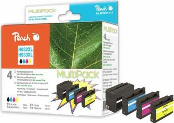 Peach Multi Pack - 4-pack - svart, gul, cyan, magenta - kompatibel - gjenfabrikert - blekkpatron (alternativ for: HP 932XL, HP 933XL, HP CN053AE, H...