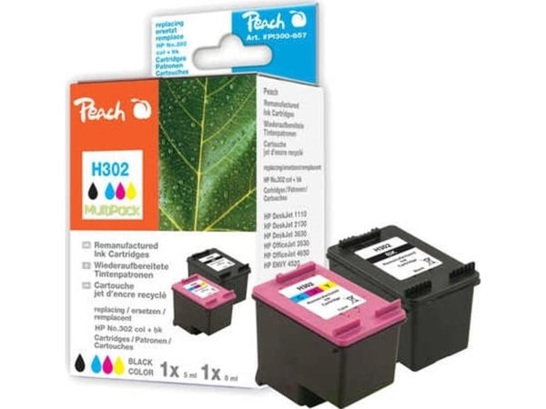Peach PI300-657, Musta, Syaani, Magenta, Keltainen, Väriainepohjainen muste, Väripohjainen muste, 6 ml, 7,5 ml, 215 sivua