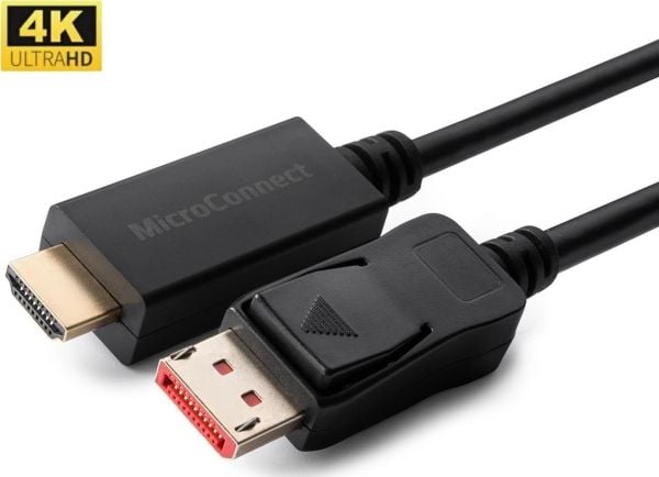 MicroConnect - Adapterkabel - DisplayPort hann låst til HDMI hann - 10 m - trippel beskyttelse - svart - 4 K 60 Hz (4096 x 2160) støtte